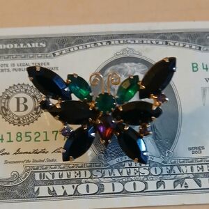 Vintage Multicolor Butterfly Brooch